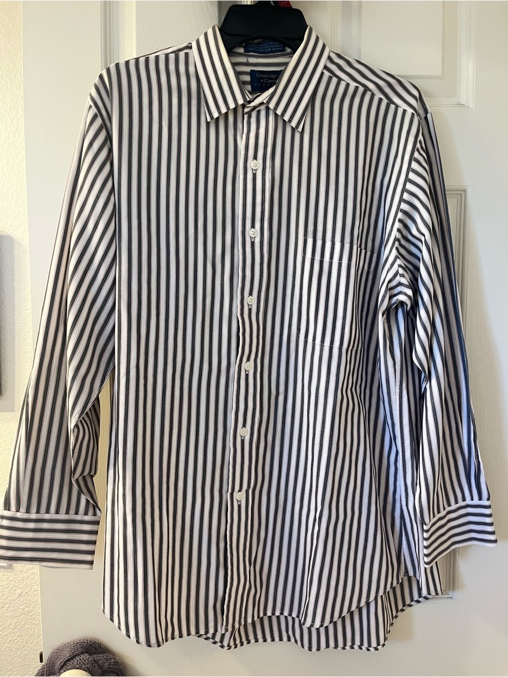 cambridge classics men’s striped long sleeve dress shirt